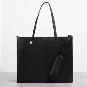 Béis Work Tote in Black Croc (vegan)
